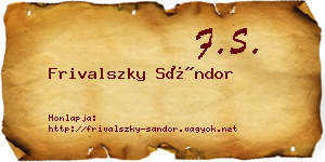 Frivalszky Sándor névjegykártya